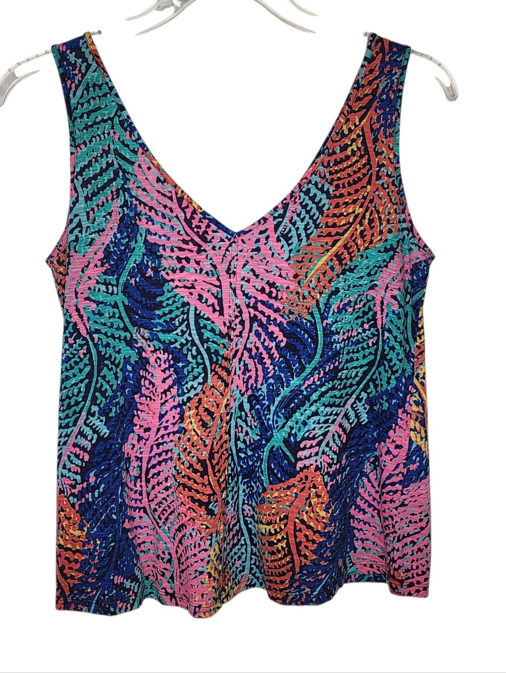 Lilly Pulitzer Gigi Tank Top Electric Feel Fern Print Medium